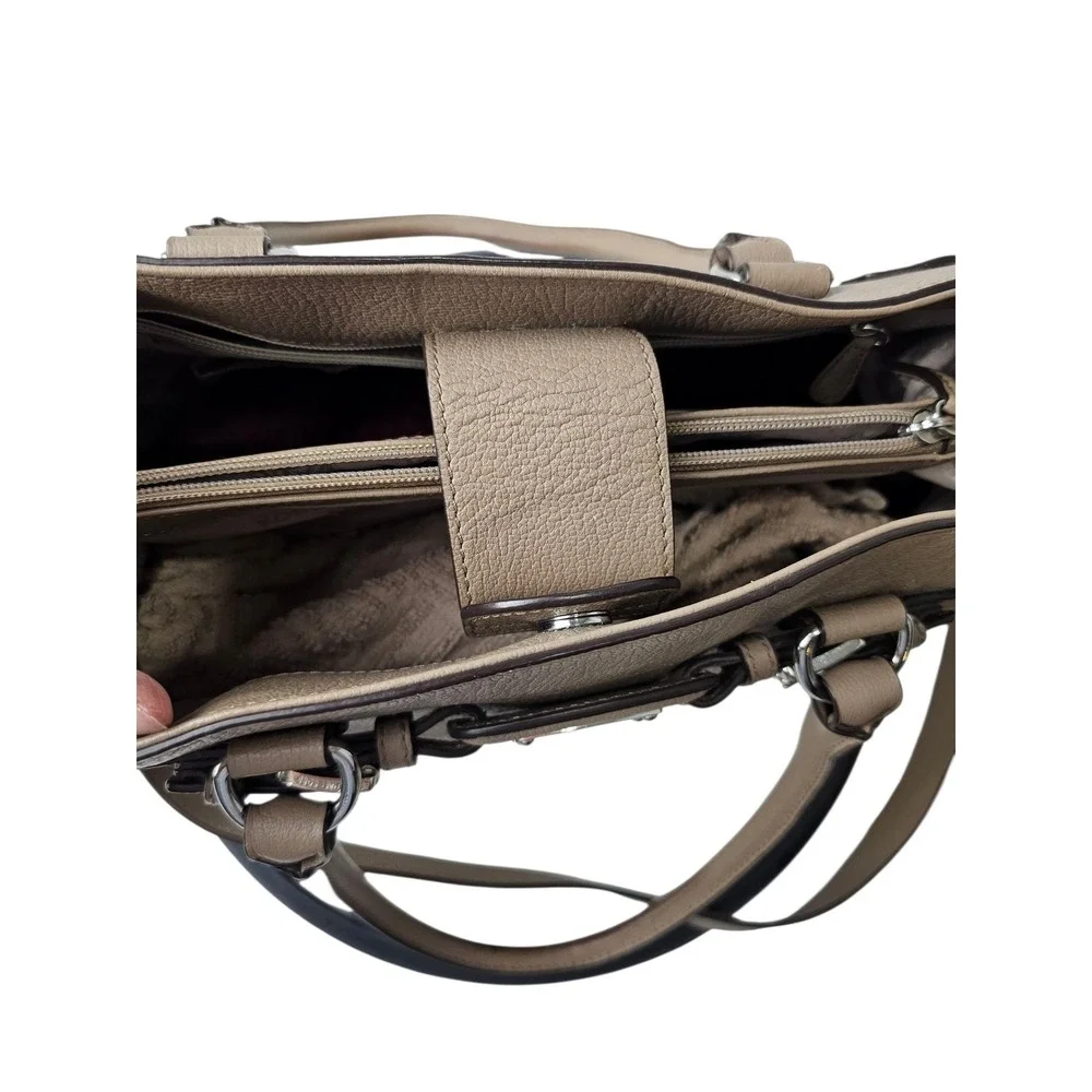 Michael Kors Hamilton‎ Taupe Pebble Leather Satchel Bag with Scarf Accent